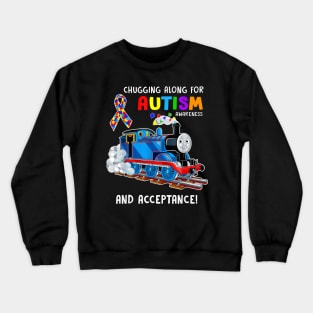 Autism Awareness Train Puzzle Piece Kids Family Love Accept Crewneck Sweatshirt